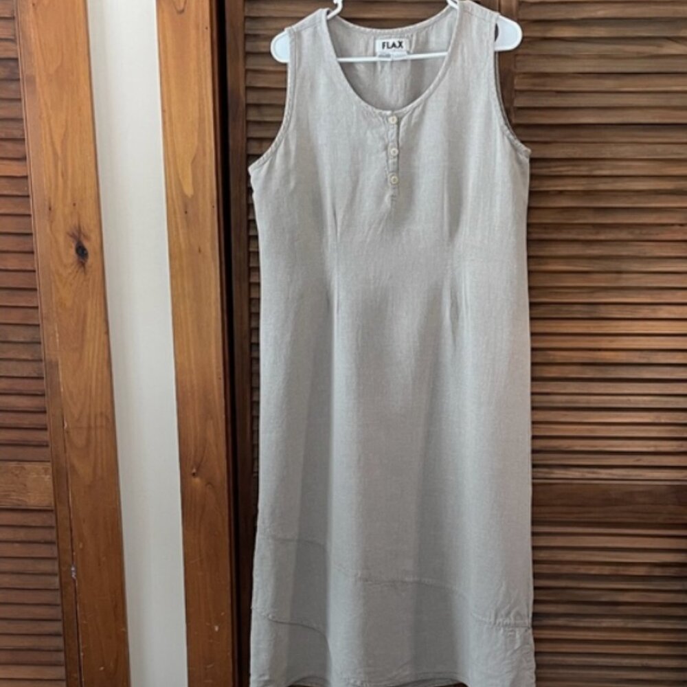 Vintage FLAX ecru linen dress